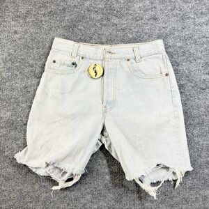 Vintage Levi's 701 Student Shorts Blue Denim Frayed 6" Inseam USA Made - W28